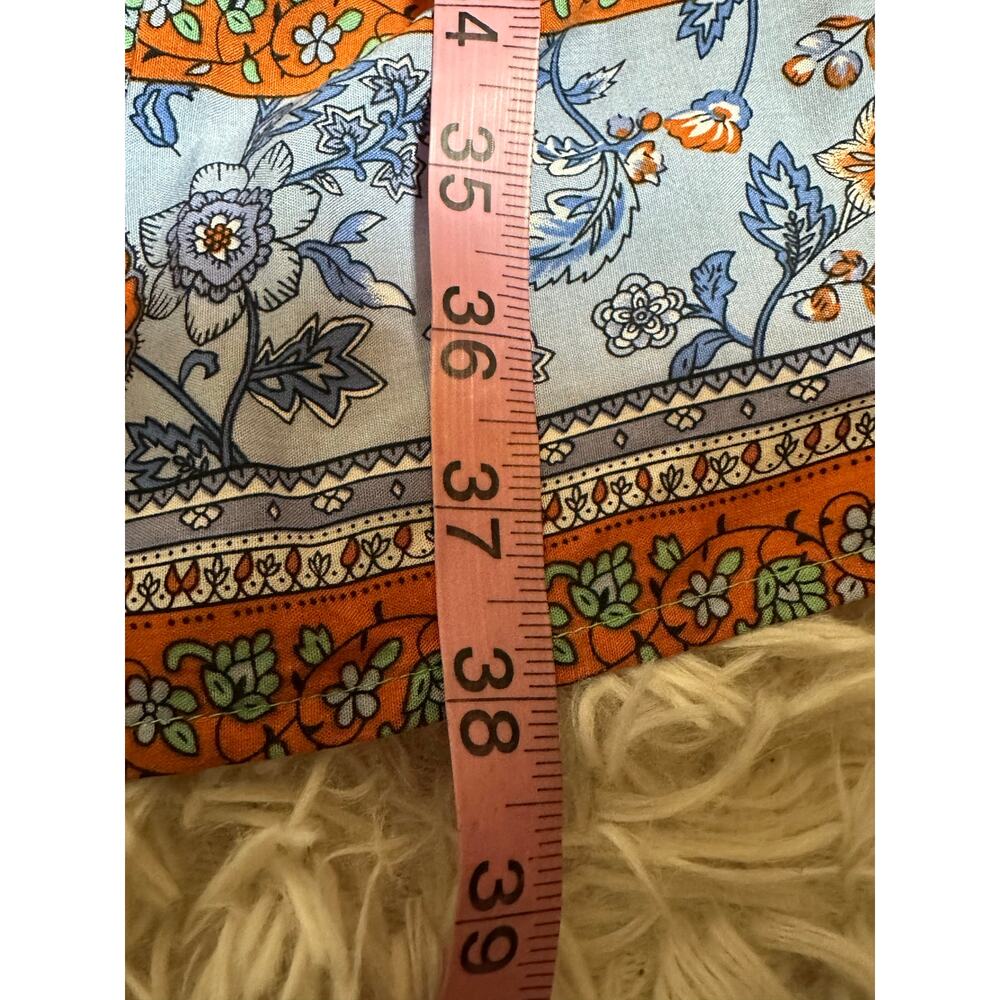 anna-kaci Green Dress Short Sleeve V Neck Knee Length, Floral Boho Sz L NWT - Picture 12 of 12